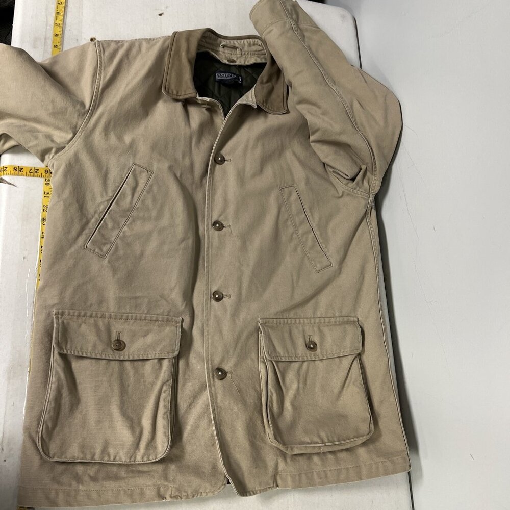Lands End Mens Tan Quilted Lined Jacket Cotton Shell Removable Liner L 42-44 - Picture 11 of 12